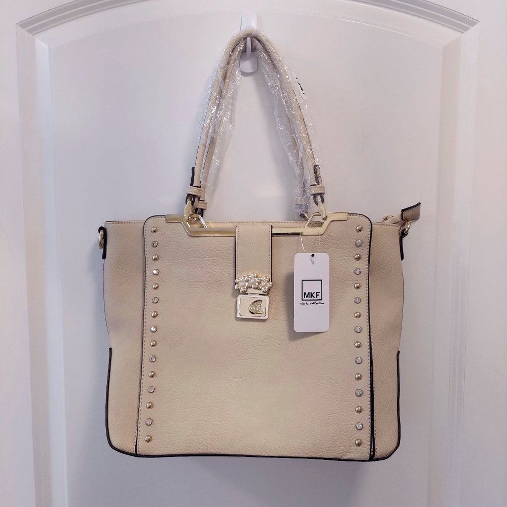 MKF Collection by Mia K - Womens Beige Handbag Purse - Shoulder Strap & Handles